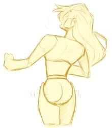 1010 1cuntboy alternate_hairstyle ass blush cuntboy from_behind hair_down haym_(no_straight_roads) long_hair no_straight_roads pussy robot robot_boy solo vagina