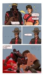 00opneirr_4 3boys abs anal anal_sex blush blushing_profusely bottomless collaboration cum cum_drip dark-skinned_male dark_skin demoman_(team_fortress_2) digital_media_(artwork) erect_penis erection eyepatch fucked_from_behind fucked_silly gay gay_anal gay_blowjob gay_sex hat interracial light-skinned_male light_skin muscles muscular muscular_male natnutyz no_underwear on_back on_bed on_top penetration scout_(team_fortress_2) self_upload sex sfm sniper_(team_fortress_2) source_filmmaker straight_to_gay sunglasses team_fortress_2 tf2 threesome topless twink twink_top yeah