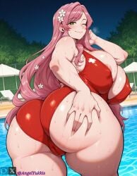 1girls ai_generated angel_yukkis ass big_ass big_breasts big_tits breasts curvy curvy_female curvy_figure fat_ass hanazono_hahari kimi_no_koto_ga_dai_dai_dai_dai_daisuki_na_100-nin_no_kanojo night nipples oppai pool pussy pussy_juice sexy_female sexy_pose spread_ass spreading sweat swimsuit tits voluptuous_female wet wet_pussy