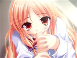 blonde_hair censored dr._crane fellatio game_cg natsume_eri neko_kawaigari! oral red_eyes tagme