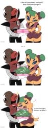 blue_eyes blush blushing blushing_female blushy brown_hair brown_hair_male comic_strip cosplay cosplaying_as_character dyla flirting flirting_look flirty gift gift_box girlfriend green_hair grin grinding grinning heart hips merg_(youtube) merg_(youtube_sona) mettaton miniskirt money motion_lines muffet muffyla multiple_arms original_character panties persuasion persuasive sexy sexy_body sexy_clothing sexy_female shades sick_shades skimpy skimpy_clothes skimpy_outfit skirt sparkle sunglasses surprised text thighs thighs_bigger_than_torso thighs_together white_background wiggling wiggling_ass wiggling_butt wiggling_hips youtube youtube_avatar youtuber youtuber_character youtuber_sona