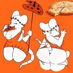 1girls 2026 2d 2d_(artwork) animal_ears animal_humanoid anthro areola areola_slip areolae areolae_peeking ass back_view backside big_ass big_breasts big_butt breasts butt closed_eyes clothed clothing color colored digital_drawing_(artwork) digital_media_(artwork) dress fat_ass fat_butt food glistening glistening_ass glistening_body glistening_breasts glistening_butt glistening_thighs hands_on_ass hands_on_butt laurel_crown laurel_wreath lifting_ass lifting_butt little_caesars mouse mouse_ears mouse_girl mouse_tail open_mouth orange_background orange_clothing orange_dress orange_theme pizza pizza_slice roman simple_background snappy_snaz snazzle_snapp tail thick_thighs thighs white_body white_fur white_skin