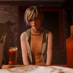 1girls 2026 3d alcohol before_sex blonde_hair cheryl_mason dbd dead_by_daylight drink drunk drunk_female drunk_sex heather_mason konami light-skinned_female light_skin open_jacket saltyu short_hair silent_hill silent_hill_3 sleeping sleepy sweater