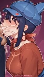 1boy 1girl 2026 ai_generated artist_name baseball_cap blowjob blowjob_face blush cappie_(miside) cock cool_mita_(miside) cum cum_in_mouth dick fellatio hat heart hetero hi_res high_quality highres licking miside oral oral_sex patreon patreon_username penis pinkname solo_focus sucking watermark