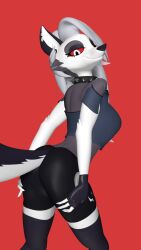 carmine07 fully_clothed grabbing_ass hellhound helluva_boss loona_(helluva_boss) red_eyes smile