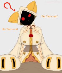 1girls absurd_res arc_system_works blazblue cat_ears catgirl dark-skinned_female dark_skin do_you_want_to_pet_my_cat_(meme) fecharis feline female highres hoodie kaka_(blazblue) kawaiiredpandas mask masked masked_female red_eyes sfw_illustration_(meme) sharp_teeth taokaka
