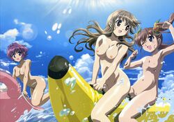 3girls amamiya_shiina blush breasts high_resolution long_hair multiple_girls nipples nogizaka_haruka nogizaka_haruka_no_himitsu nogizaka_mika nude nude_filter paopa_ship photoshop pussy uncensored zenra