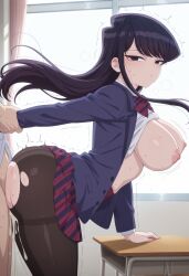 ai_generated arched_back arms_held_back classroom huge_ass huge_breasts kobenibeni komi-san_wa_komyushou_desu komi_shouko netorare pantyhose school_uniform schoolgirl sex_from_behind standing_sex thick_thighs