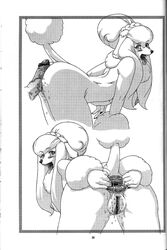 1boy 1girls anthro anus ass bent_over canine comic greyscale monochrome nezumi page_34 pussy pussy_juice spread_anus wet