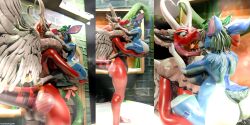2:1 3d_(artwork) absurd_res adelina_the_love_dragon anthro ass big_breasts big_butt blender_(artwork) blue_body blue_fur breasts chest_tuft christmas deer digital_media_(artwork) dragon duo eye_contact feathered_wings feathers female fluffy_ears forehead_gem fur gem genitals green_hair hair heartlessangel3d hi_res holding_character holidays hooves horn interspecies interspecies_romance larger_female looking_at_another mammal mythological_creature mythological_scalie mythology nipples open_mouth petra_the_defend_deer pink_body pink_scales red_body red_scales scales scalie sharp_teeth size_difference smaller_female smile teeth tuft vulva white_body white_feathers white_fur wings