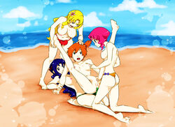 4girls beach daisy_(pokemon) female female_only human human_only incest kasumi_(pokemon) lily_(pokemon) multiple_girls nintendo pokemon siblings sisters usatame violet_(pokemon) yuri