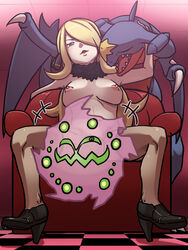 cynthia_(pokemon) female garchomp habatakuhituji human nintendo pokemon pokemon_(species) pokemon_dppt pokephilia source_request spiritomb tagme