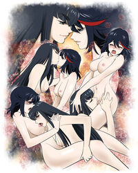 2girls areola black_hair blue_eyes blush breast_licking breasts cleavage closed_eyes completely_nude cumming cunnilingus female female_only flower french_kissing green_eyes highres hourglass_figure incest kill_la_kill kiryuuin_satsuki kissing large_breasts licking long_black_hair long_hair looking_pleasured love matoi_ryuuko moaning multiple_girls navel nipples nude older_dom_younger_sub open_mouth oral passionate red_hair sabachiyo_land short_black_hair short_hair siblings sisters two_tone_hair very_long_hair voluptuous yuri