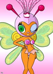 antennae blonde_hair butterfly cameltoe erect_nipples green_eyes linda_the_butterfly samba_de_amigo tagme val_(artist) wings wink