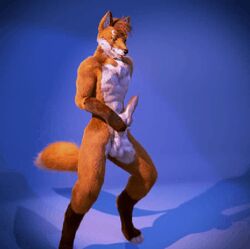 1boy animated anthro balls canine erection fox kemonokun loop male male_only mammal nude penis solo source_request