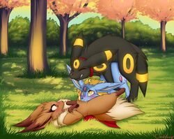 anal candyfoxy cunnilingus eevee eeveelution emma_the_eevee female fur furry_ears furry_tail group group_sex male nintendo oral pokemon qwazzy sex tail threesome umbreon vaginal_penetration video_games