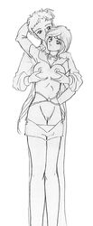 2girls artist_request bishoujo_senshi_sailor_moon breasts circlet clothing female female_only human long_hair monochrome multiple_females sailor_starlights seiya_kou short_shorts shorts sketch small_breasts smooth_skin thick_thighs yaten_kou yuri