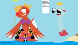 anthro blush chimecho clothes color day female feral flying interspecies magikarp outdoors pokemon tagme vulva water