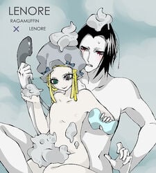 bathing flat_chest lenore_the_cute_little_dead_girl nude_female nude_male pointy_chin ragamuffin tagme