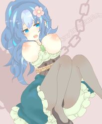 1girls 2012 artist_request blue_eyes blue_hair breasts chain cute female female_only hair_ornament happy_tree_friends humanized large_breasts long_hair nipples petunia petunia_(htf) rope solo tagme tied