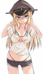 animated bismarck_(kantai_collection) blonde_hair bounce bouncing_breasts breasts female kantai_collection large_breasts solo thong undressing