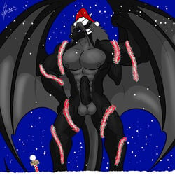 1boy anthro balls dragon erection furry male male_only muscles penis saixyuniz-xynz solo