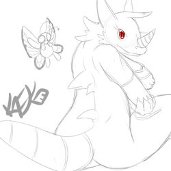 ass breasts butterfree color female kaeko nintendo nipples nude partially_colored pokemon pokemon_(species) red_eyes rhydon sitting sketch tagme tail