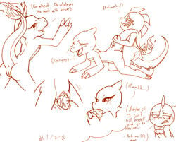 2012 anthro charmeleon doggy_style fellatio female fire foxred64 interspecies male nintendo oral pokemon scrafty sex straight tail tail_fire vaginal_penetration