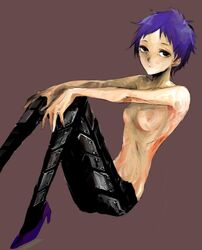 1girls dorohedoro ebisu_(dorohedoro) female female_only high_heels petite purple_hair short_hair skinny solo tagme