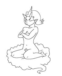 anthro blackrose breasts exposed_breasts female female_only genderswap_(mtf) line_art monochrome pokemon rule_63 solo tornadus white_background