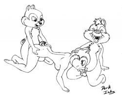 chip chip_'n'_dale chip_'n_dale_rescue_rangers chip_n_dale_park_life clarice_(chip_n_dale) dale dark_inks disney monochrome nipples penis testicles two_chips_and_a_miss