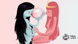 adventure_time female imaajfpstnfo marceline multiple_girls princess_bubblegum yuri