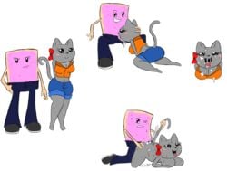 anthro blush bow breasts cum feline female full_body fully_clothed male mammal meme navel nyan_cat nyan_cat:_lost_in_space plain_background pop-tarts red_bow sex tagme timoteihiv toaster_pastry tongue_out white_background