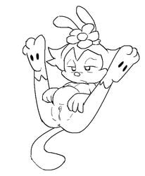 8horns animaniacs anthro anus barefoot cub dot_warner female female_only flower fur furry monochrome nude pregnant solo tagme vulva