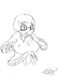 hanna-barbera monochrome penis rough_sketch scooby-doo tagme velma_dinkley zulana