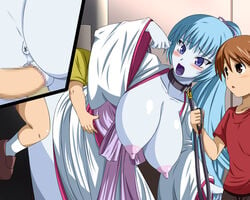 1girls aoi_(gegege_no_kitarou) blue_hair blue_skin breasts female gegege_no_kitarou humanoid large_breasts yokai yuki_onna