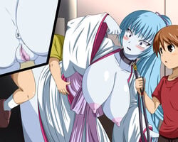 1girls aoi_(gegege_no_kitarou) blue_hair blue_skin breasts female gegege_no_kitarou humanoid large_breasts yokai yuki_onna