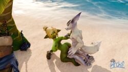 1boy1girl 3d 3d_(artwork) archif ass beach big_ass big_breasts big_butt bordo doggy_style goblin goblin_(warcraft) goblin_female grabbing_from_behind knot looking_at_partner nude outdoors outside public public_sex purple_eyes sex shortstack smile vulpera vulpera_male warcraft watermark world_of_warcraft