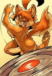 anthro breasts ceehaz dog_knight_rpg furry futanari maci_(ceehaz) naked nipples nude penis shield solo testicles third-party_edit