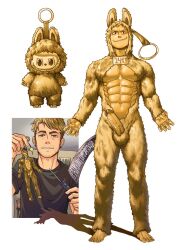 1boy 24_karat_gold_labubu_(character) 24_karat_gold_labubu_(meme) abs bara glans gold_(metal) jasdavi keychain labubu male male_only meme meme_reference muscular muscular_male navel nipples pecs penis pop_mart sharp_teeth solo tagme the_monsters veiny_penis yaoi