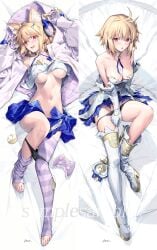 animal_ear_fluff animal_ears arcueid_brunestud areola_slip black_panties blonde_hair blue_skirt blush bow breasts camisole cat_ears controller crescent crescent_hair_ornament crop_top crop_top_overhang dakimakura_(medium) fate/grand_order fate_(series) female fingerless_gloves game_controller gloves hair_ornament headphones highres hood hooded_jacket jacket kousaki_rui large_breasts long_sleeves looking_at_viewer miniskirt open_mouth panties phantas-moon phantas-moon_(second_ascension) purple_gloves purple_thighhighs red_eyes shirt short_hair skirt sleeveless sleeveless_shirt smile solo striped_clothes striped_gloves striped_thighhighs thighhighs tsukihime underwear white_camisole white_jacket