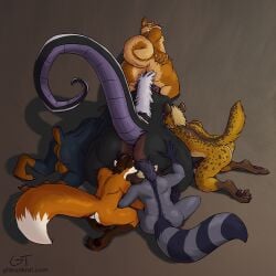 1:1 akita akita_inu anthro armpit_sniffing ass athletic big_butt big_tail black_body black_fur butt_grab canid canine canis domestic_dog erection fox fur group group_sex gtskunkrat gtskunkrat_(character) hair hand_on_butt hi_res hybrid hyena long_tail looking_back male male/male mammal markings mastiff mephitid molosser murid murine mutual_masturbation orgy overweight overweight_male procyonid raccoon raised_tail rat red_body red_fur ring_(marking) ringed_tail rodent rottweiler sex skunk slightly_chubby sniffing spitz striped_markings striped_tail stripes tail tail_coil tail_markings white_hair