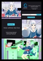 1girls 3d ass_expansion astraea-r breast_expansion comic female gawr_gura giantess giantess_growth hololive hololive_english office pc sequence virtual_youtuber