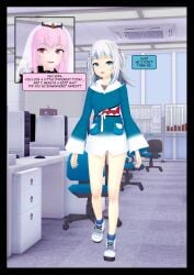 2girls 3d ass_expansion astraea-r breast_expansion breasts comic dialogue english_text female gawr_gura giantess giantess_growth hololive hololive_english hololive_myth mori_calliope multiple_girls sequence text virtual_youtuber