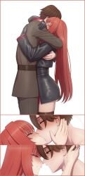 1boy 1girls 2025 3koma arms_around_partner blush brown_eyes brown_hair closed_eyes commander_(nikke) couple deep_kissing embrace embracing female fit fit_female fit_male french_kiss goddess_of_victory:_nikke hair_between_eyes half-closed_eyes hand_in_hair hand_on_face happy happy_female happy_male height_difference hi_res hugging hugging_partner i_love_you intimate kissing light-skinned_female light-skinned_male light_skin long_hair long_red_hair looking_at_partner love loving_couple loving_embrace lvl_(sentrythe2310) male male/female military_uniform rapi_(nikke) rapi_(red_hood)_(nikke) red_eyes red_hair romantic romantic_couple shift_up smile smiling smiling_at_partner standing straight taller_male very_long_hair white_background wholesome
