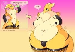 1boy anthro bbm before_and_after big_breasts blepwep bulge chubby chubby_femboy digimon fur furry huge_hips large_breasts male male_only moobs navel_piercing pasties renamon solo solo_male thick_thighs thunder_thighs transformation transformation_sequence weight_gain weight_gain_sequence wide_hips