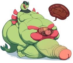 absurd_res anthro balls beanie belly big_balls big_belly big_hands big_penis brown_body brown_fur clothing duo feet finlandice fur generation_1_pokemon generation_3_pokemon genitals green_body hat headgear headwear hi_res huge_balls huge_cock humanoid_genitalia humanoid_penis hyper hyper_genitalia hyper_penis kalnareff male male_pred mammal navel navel_fetish navel_vore nintendo nipples obese open_mouth overweight penis pokemon pokemon_(species) raichu red_body ruchex_(character) sceptile size_difference tail unusual_vore vore