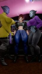 3d 3futas 4k abs alien alien_futa alien_humanoid asari bar black_jeans black_lipstick black_top blue_eyes blue_pants blue_skin bulge_through_clothing cocky commander_shepard exposed_penis femshep futa_only futanari green_eyes high_heel_boots human_futa intersex large_breasts large_penis leaning_back leaning_forward leather_boots leather_jacket lifting_sweater lifting_top mass_effect muscles muscular muscular_futa muscular_legs painted_nails purple_penis purple_skin purple_sweater red_hair russymacalroy surprised tagme tight_clothing yellow_sweater