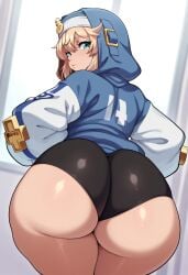 ai_generated ass big_ass blonde_hair bridget crossdressing dat_ass frozenstaruraume girly guilty_gear guilty_gear_strive looking_back shorts thick_thighs thighs trans trans_woman