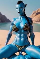 ai_generated avatar avatar:_the_way_of_water beach_sex blue_skin camo_bikini cowgirl_position cum_in_pussy female istoleurmom1 na'vi pussy recombinant tagme vaginal_penetration vaginal_sex video yellow_eyes z-dog zdinarsk